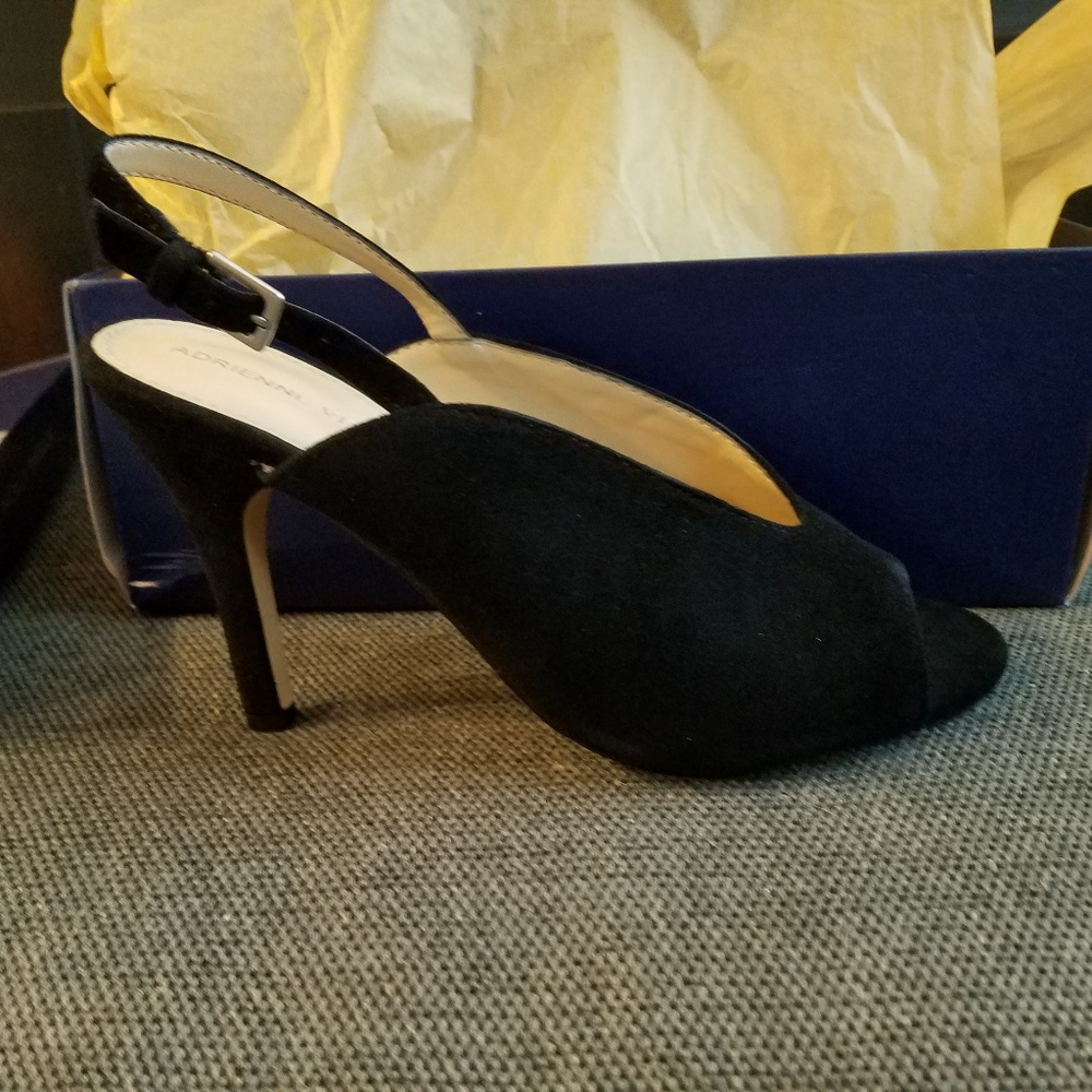 Adrienne Vittadini Black Kid Suede Slingback Pump